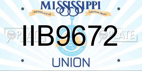 IIB9672 Mississippi License Plate
