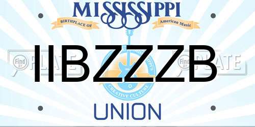IIBZZZB Mississippi License Plate