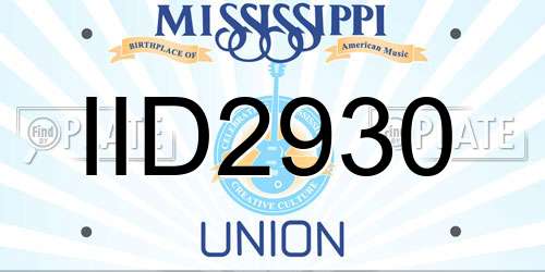IID2930 Mississippi License Plate