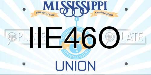 IIE46O Mississippi License Plate