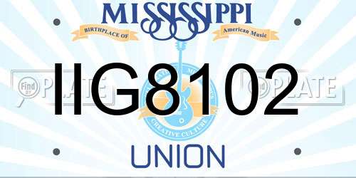 IIG8102 Mississippi License Plate