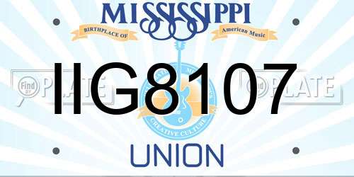 IIG8107 Mississippi License Plate
