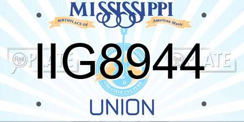 IIG8944 Mississippi License Plate