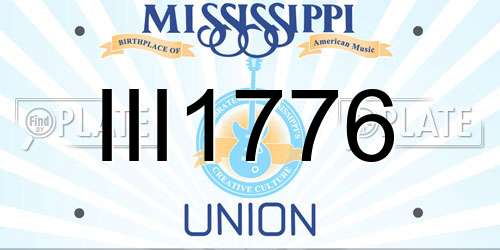 III1776 Mississippi License Plate