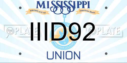IIID92 Mississippi License Plate