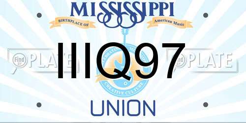 IIIQ97 Mississippi License Plate
