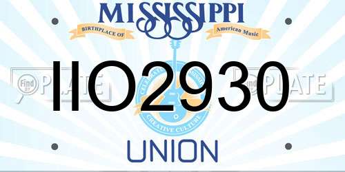 IIO2930 Mississippi License Plate