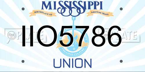 IIO5786 Mississippi License Plate