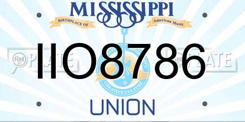 IIO8786 Mississippi License Plate