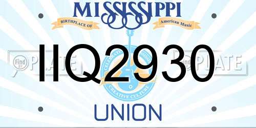 IIQ2930 Mississippi License Plate