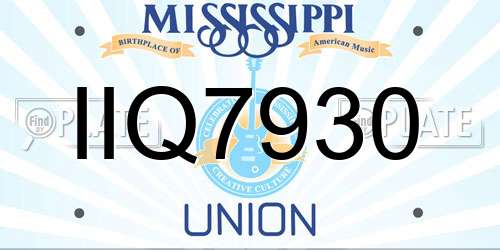 IIQ7930 Mississippi License Plate