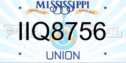 IIQ8756 Mississippi License Plate