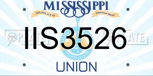 IIS3526 Mississippi License Plate