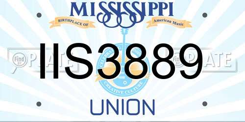 IIS3889 Mississippi License Plate