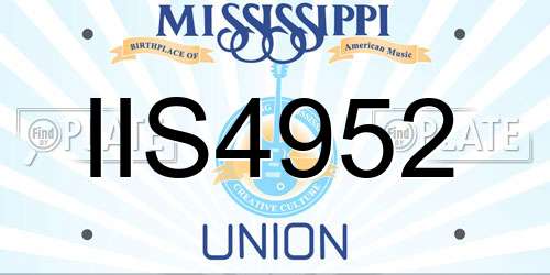 IIS4952 Mississippi License Plate