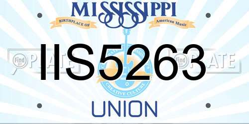 IIS5263 Mississippi License Plate