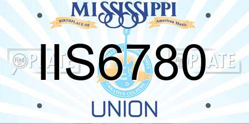 IIS6780 Mississippi License Plate