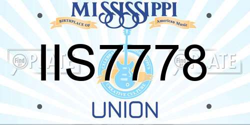 IIS7778 Mississippi License Plate