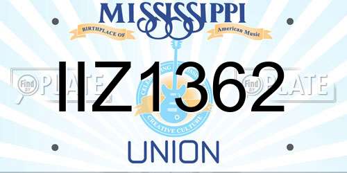 IIZ1362 Mississippi License Plate