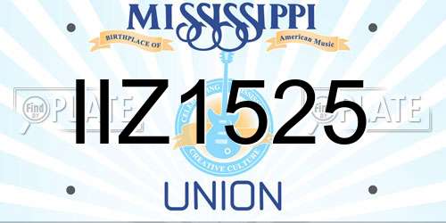 IIZ1525 Mississippi License Plate