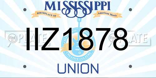 IIZ1878 Mississippi License Plate