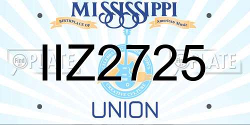IIZ2725 Mississippi License Plate