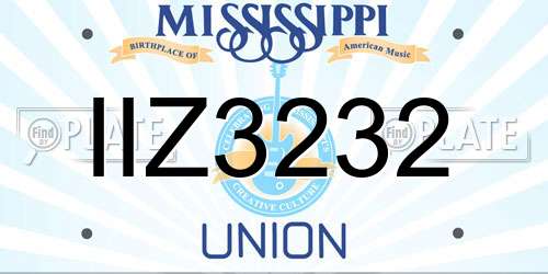 IIZ3232 Mississippi License Plate