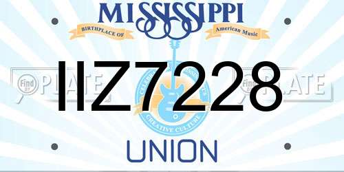 IIZ7228 Mississippi License Plate