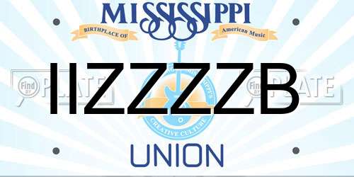 IIZZZZB Mississippi License Plate