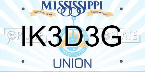 IK3D3G Mississippi License Plate