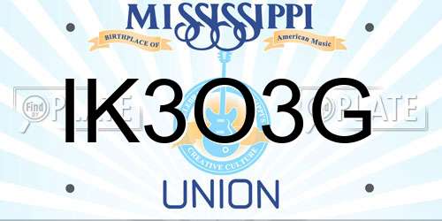 IK3O3G Mississippi License Plate