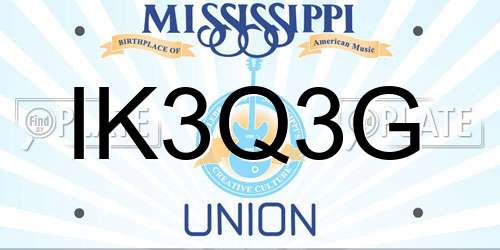 IK3Q3G Mississippi License Plate