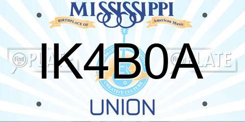 IK4B0A Mississippi License Plate
