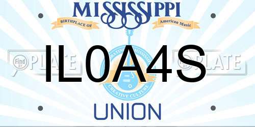 IL0A4S Mississippi License Plate