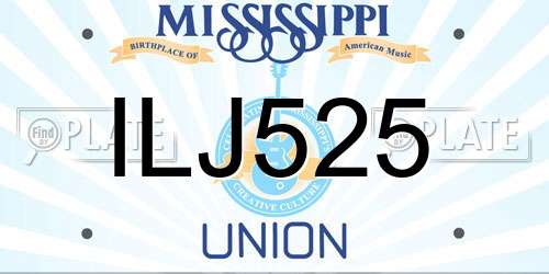 ILJ525 Mississippi License Plate