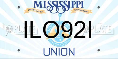 ILO92I Mississippi License Plate