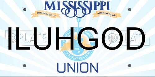 ILUHGOD Mississippi License Plate