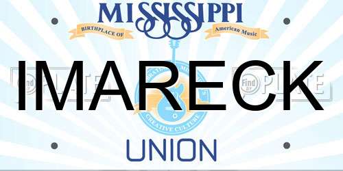 IMARECK Mississippi License Plate