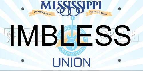 IMBLESS Mississippi License Plate