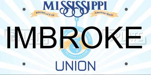 IMBROKE Mississippi License Plate