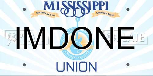 IMDONE Mississippi License Plate