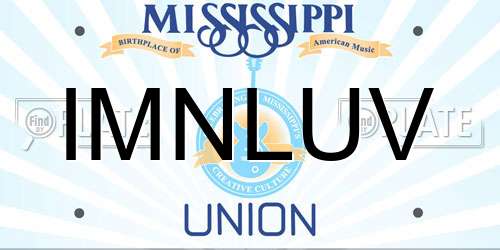 IMNLUV Mississippi License Plate