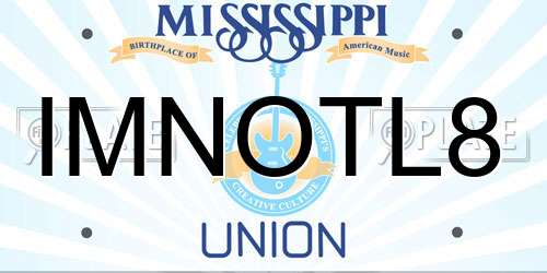 IMNOTL8 Mississippi License Plate