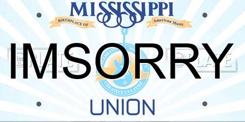 IMSORRY Mississippi License Plate