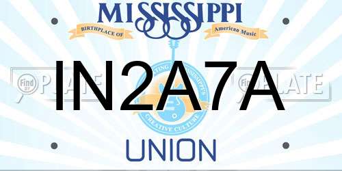 IN2A7A Mississippi License Plate