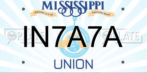 IN7A7A Mississippi License Plate