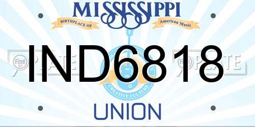 IND6818 Mississippi License Plate