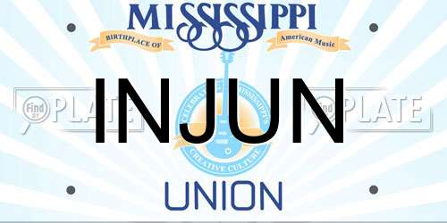 INJUN Mississippi License Plate