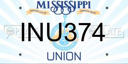 INU374 Mississippi License Plate