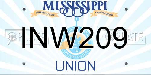 INW209 Mississippi License Plate